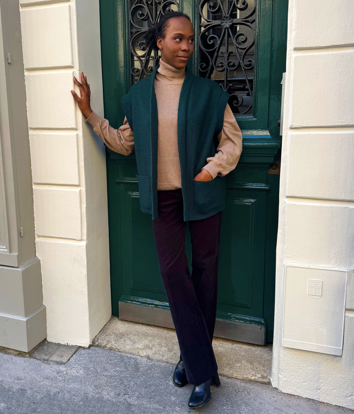 Gilet Cocon vert sapin laine bouillie