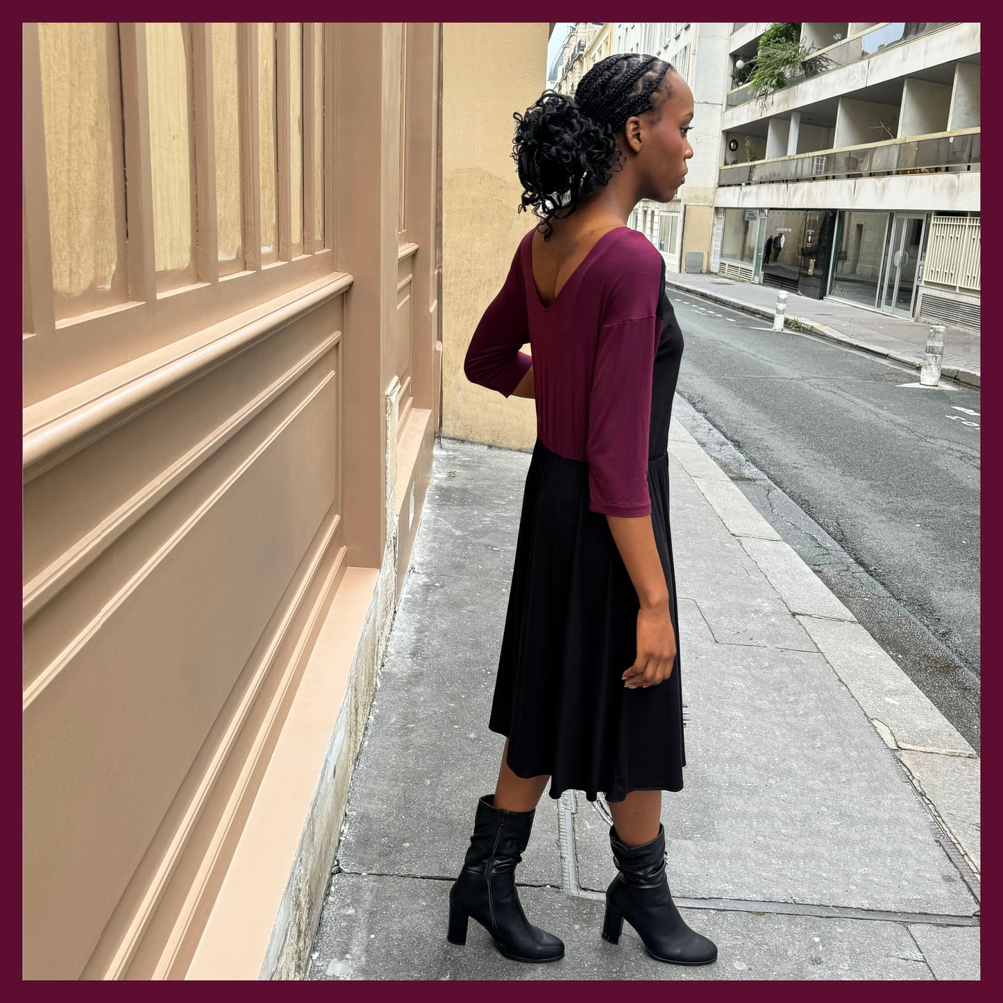 Robe Double noire et bordeaux