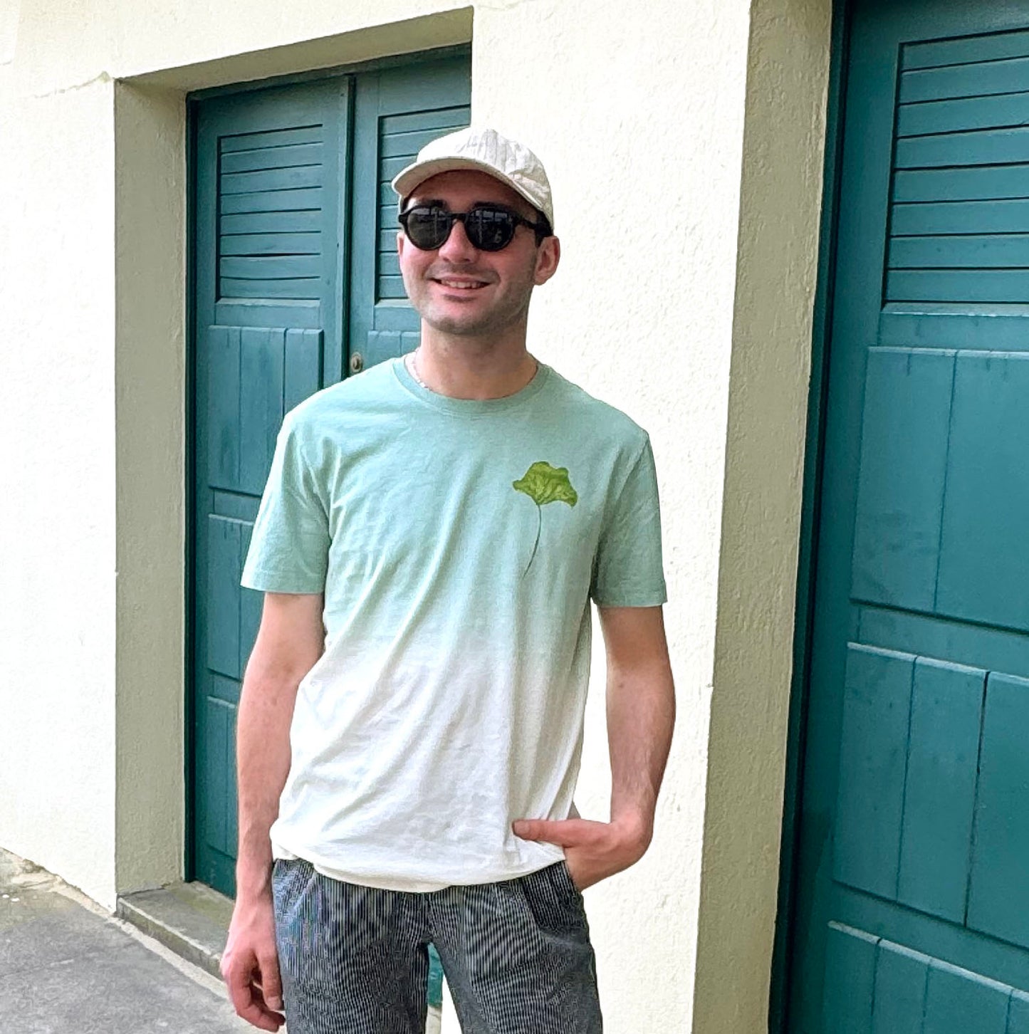 Tee-shirt Kaito en coton oekotex dégradé de vert et blanc