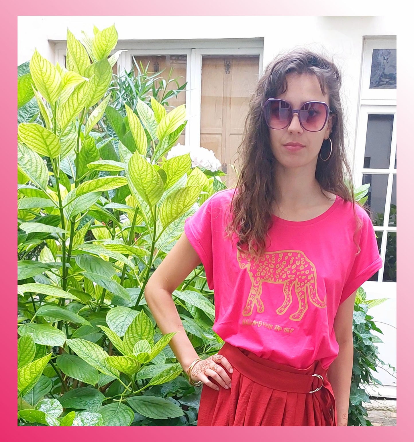 Tee-shirt Panthère Rose et ocre