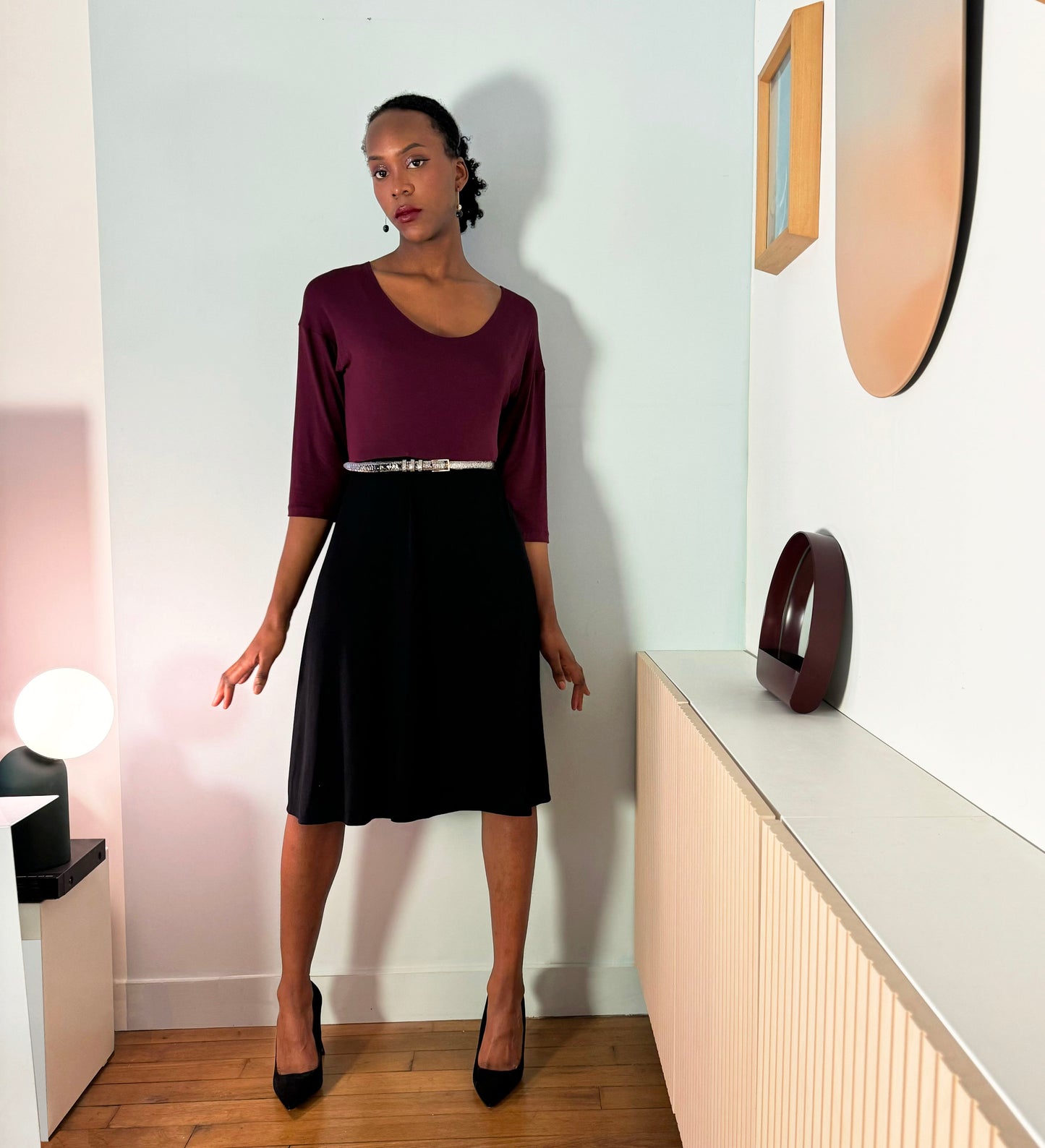 Robe Double noire et bordeaux