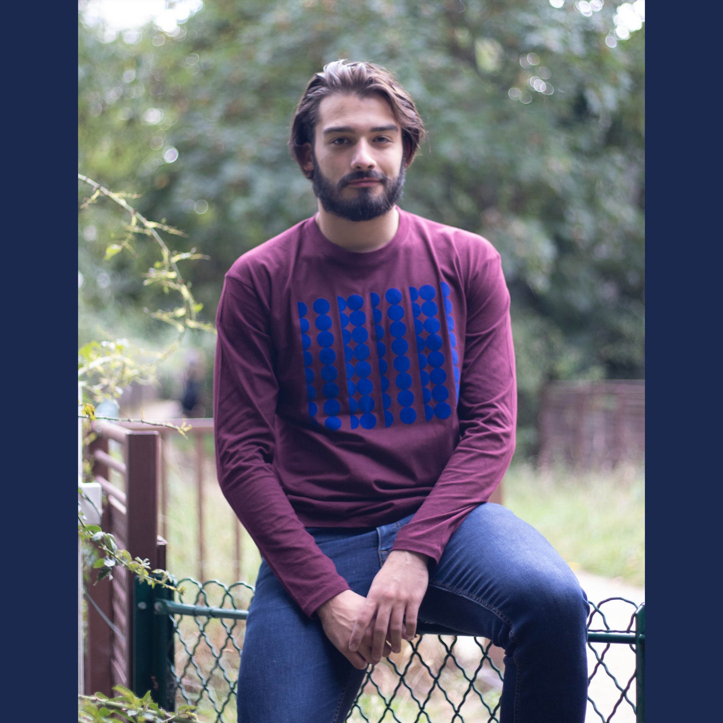 Tee-shir POIS BICOLORE bordeaux et bleu