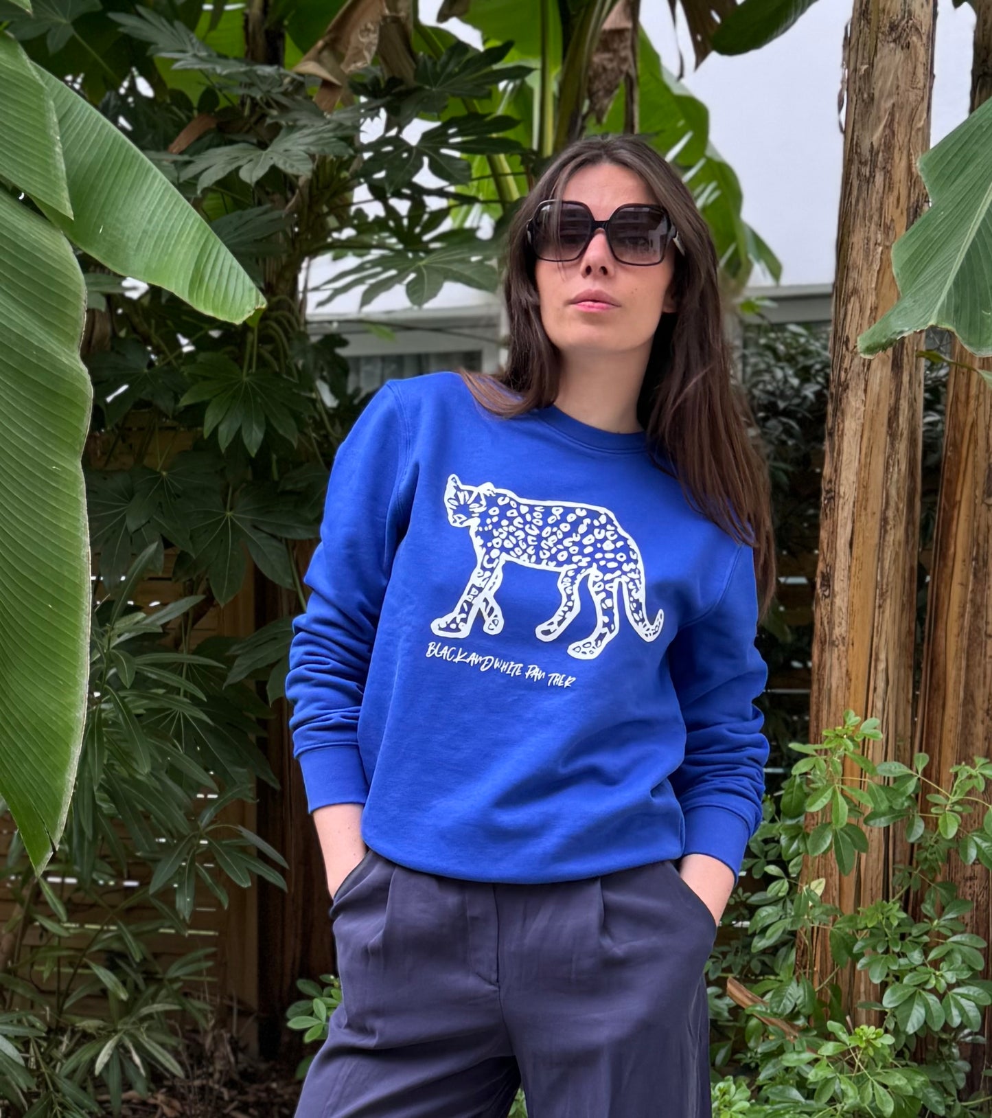 Sweat Panthère bleu outremer