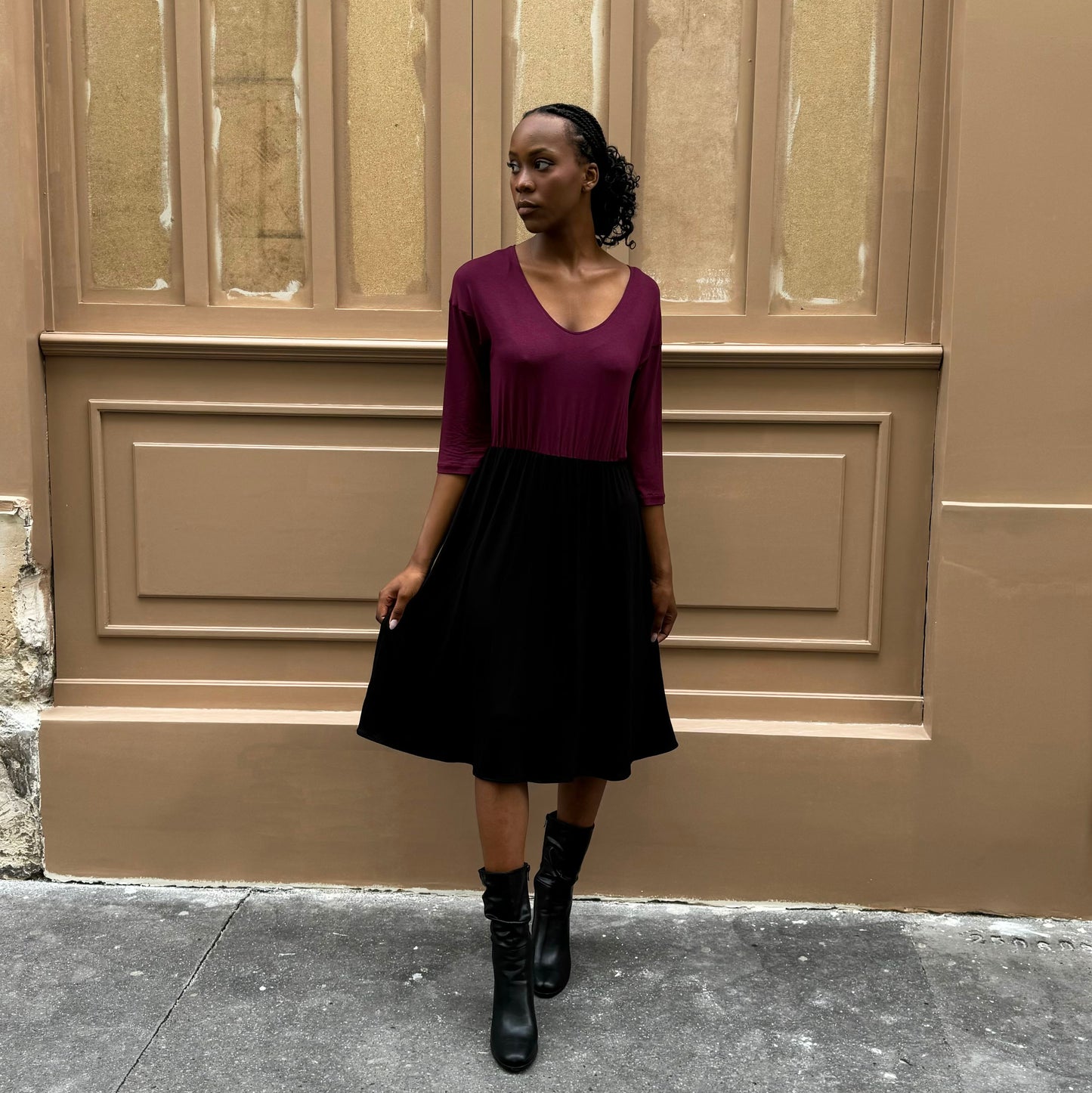Robe Double noire et bordeaux