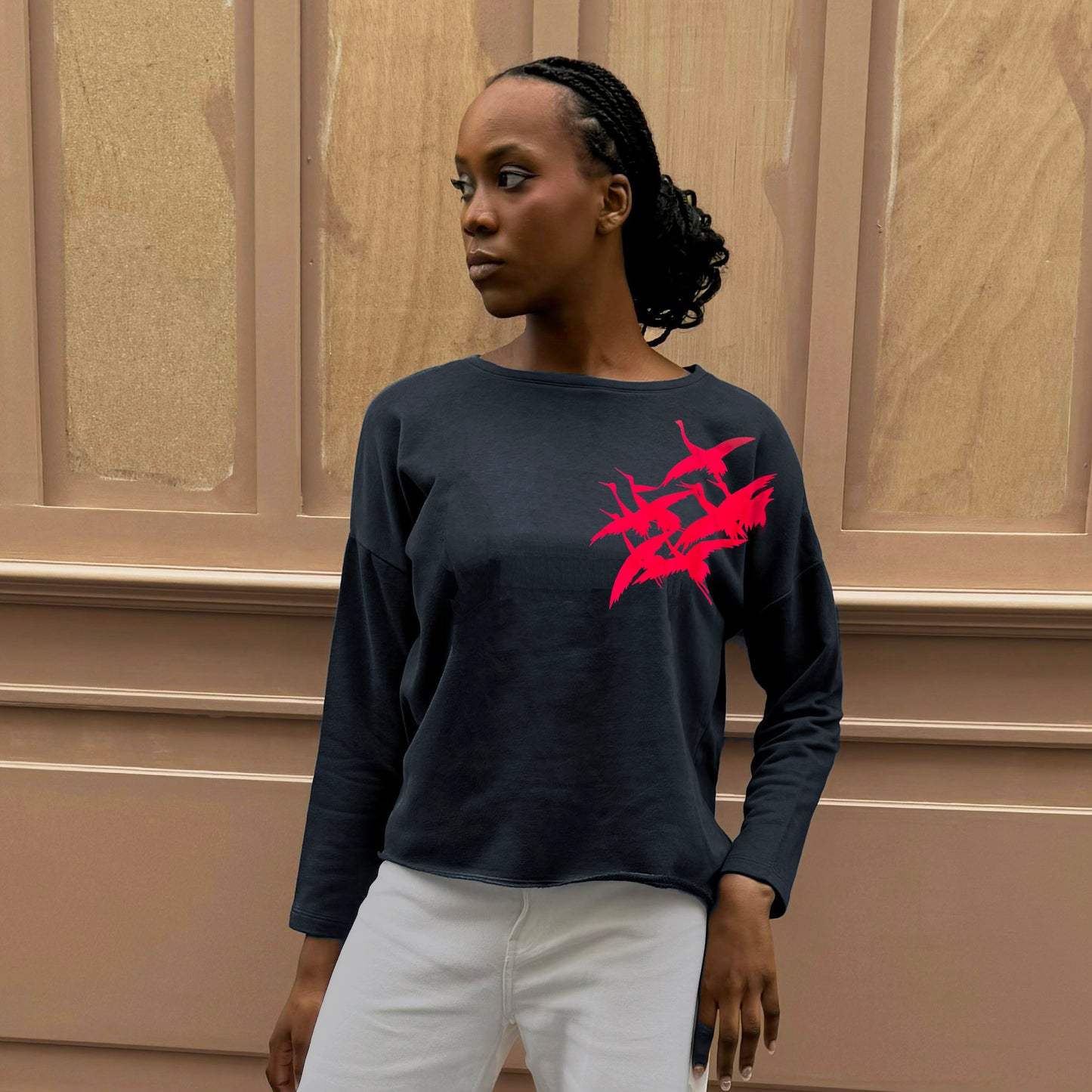 Sweat noir et rouge Bird