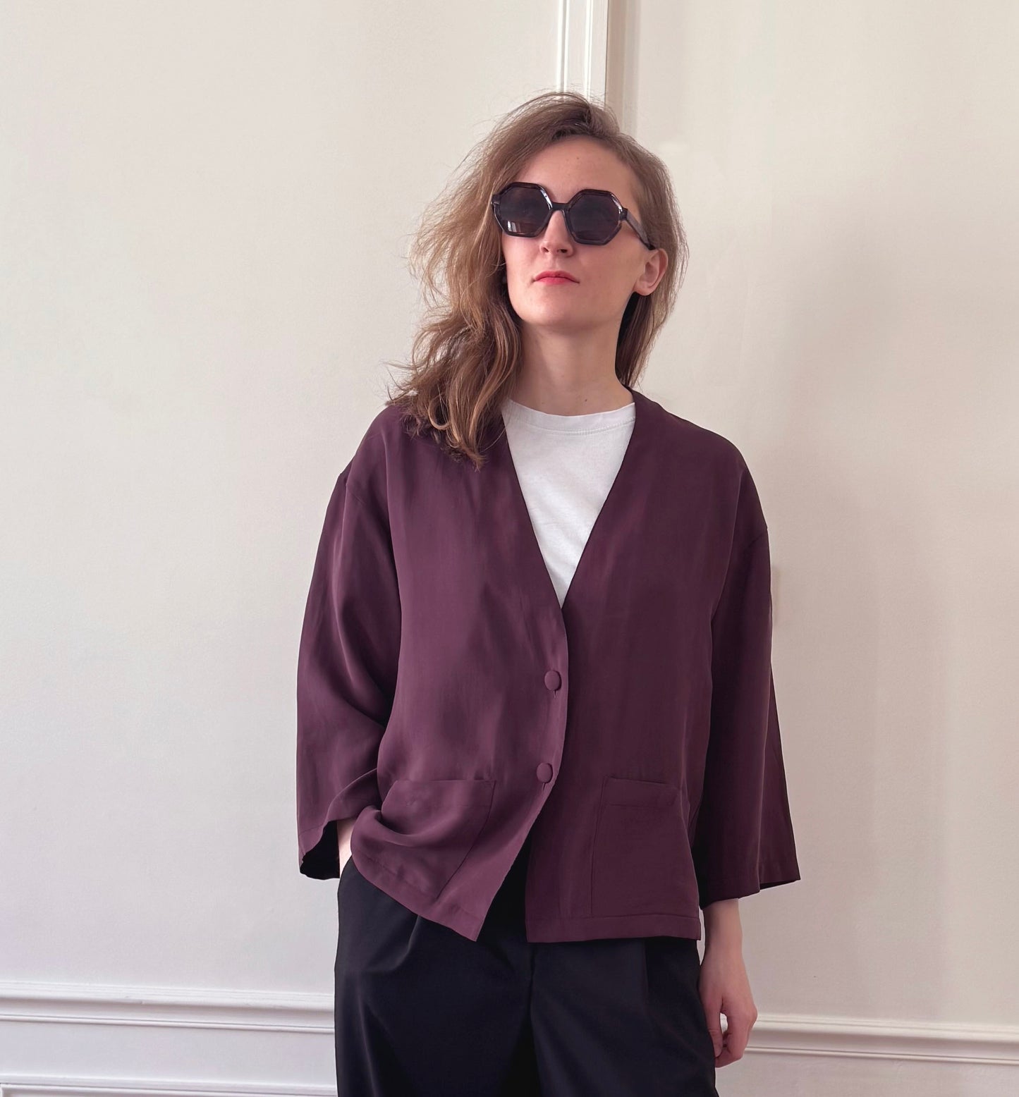 Kimono AKO prune toucher ultra doux