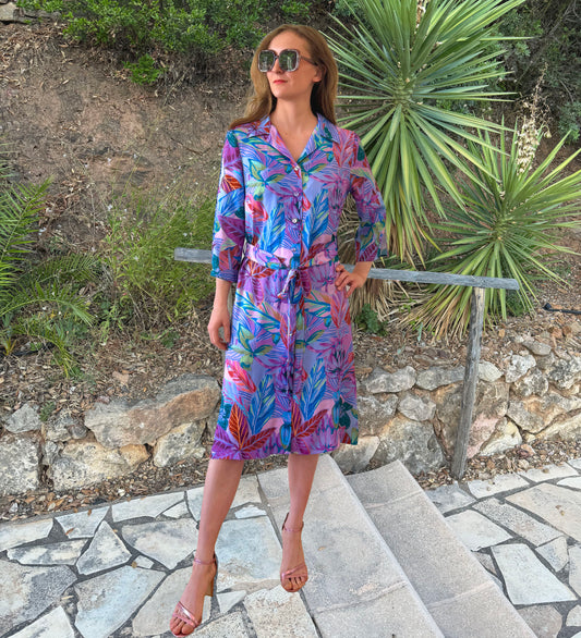 Robe Amanda imprimée jardin exotique