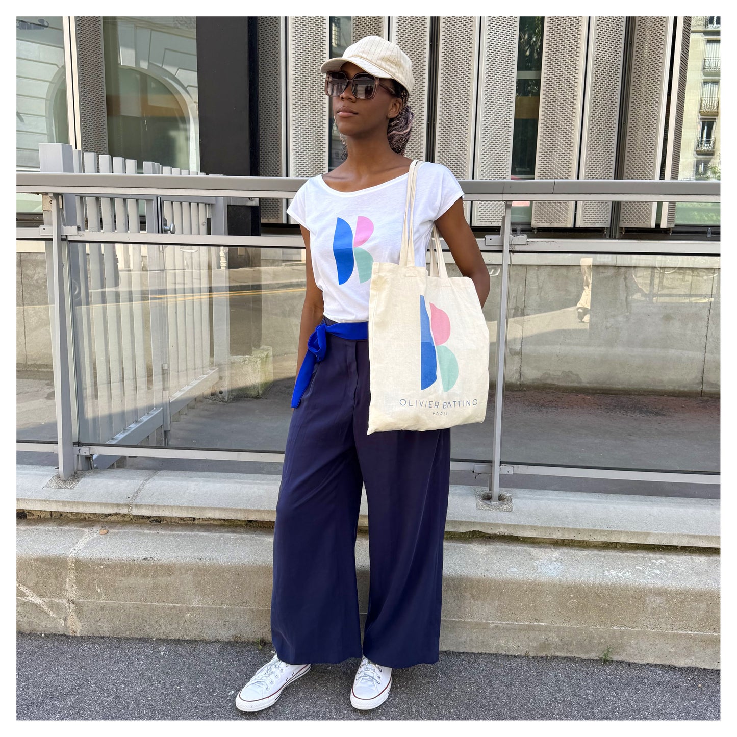 Tote bag  PALETTE bleu vert rose