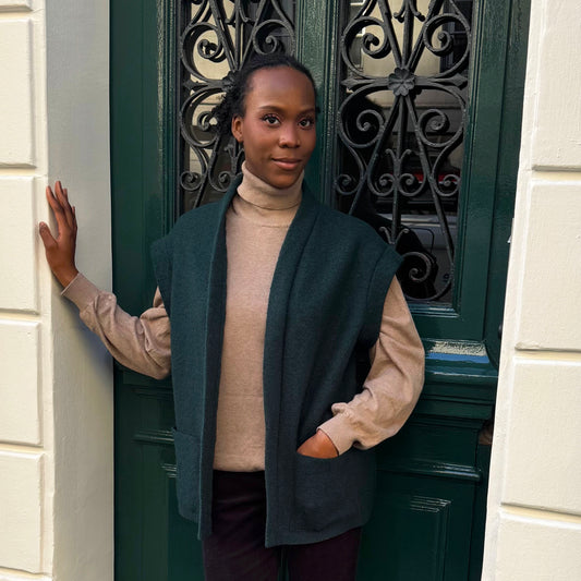 Gilet Cocon vert sapin laine bouillie