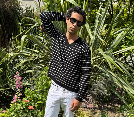 Pull Gabriel cachemire noir et écru