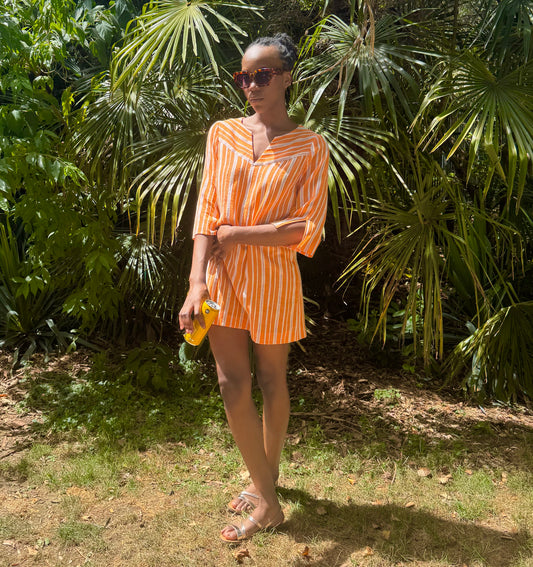 Robe Jane en toile de coton rayée