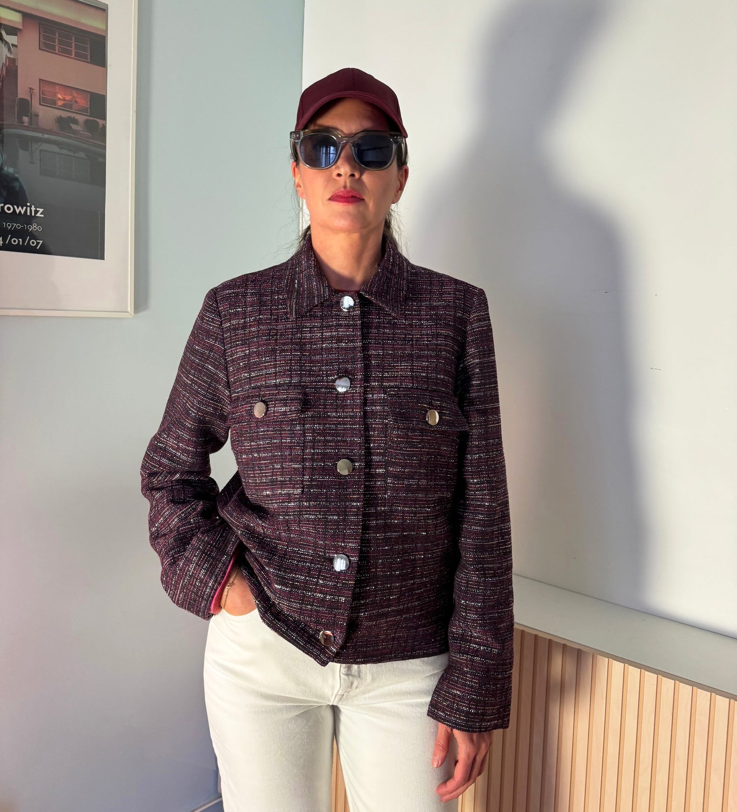 Veste Palace en tweed bordeaux